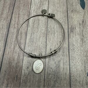 Alex And Ani Silver Initial C Charm Bracelet B9‎